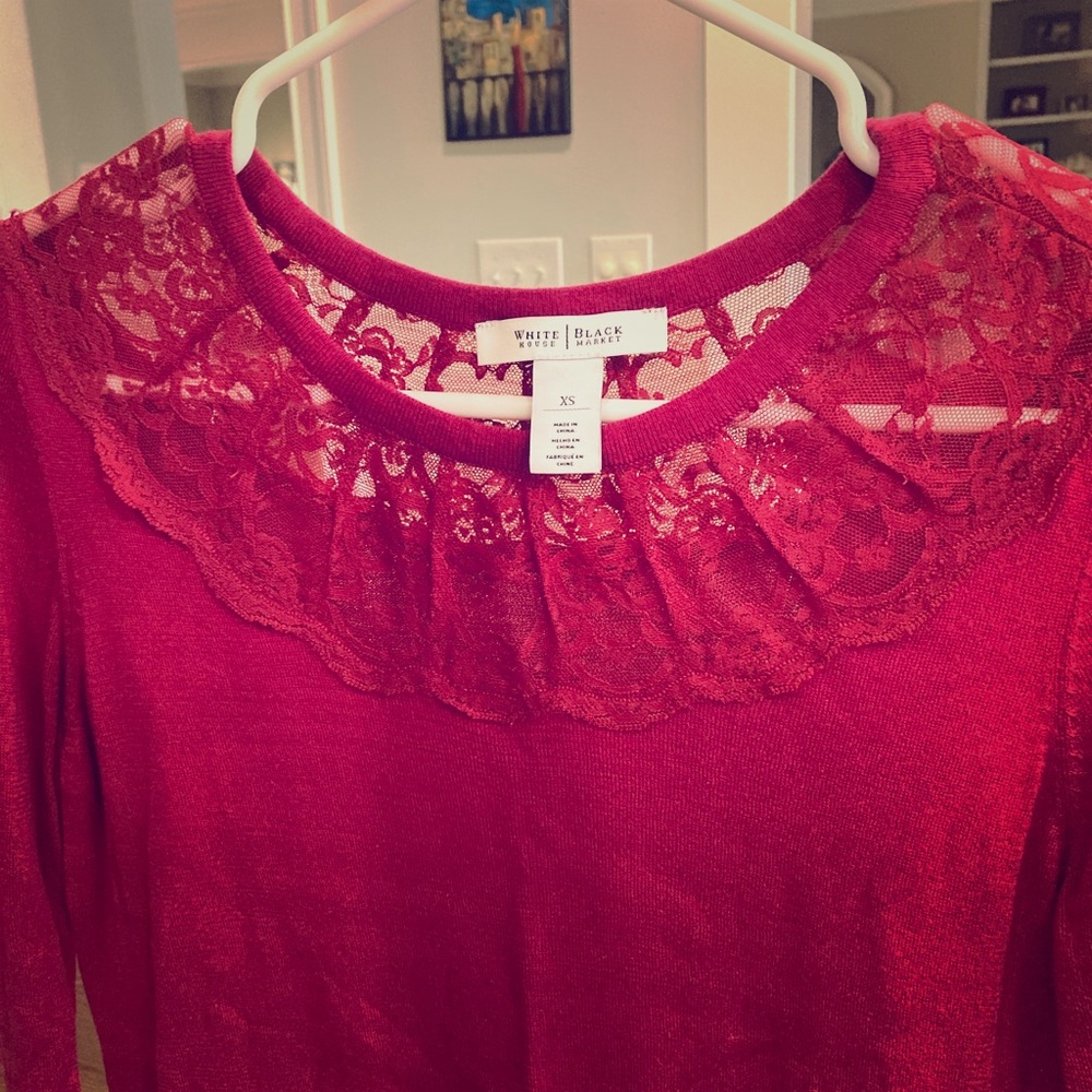 White House/Black Market Lace Collared Sweater🍍